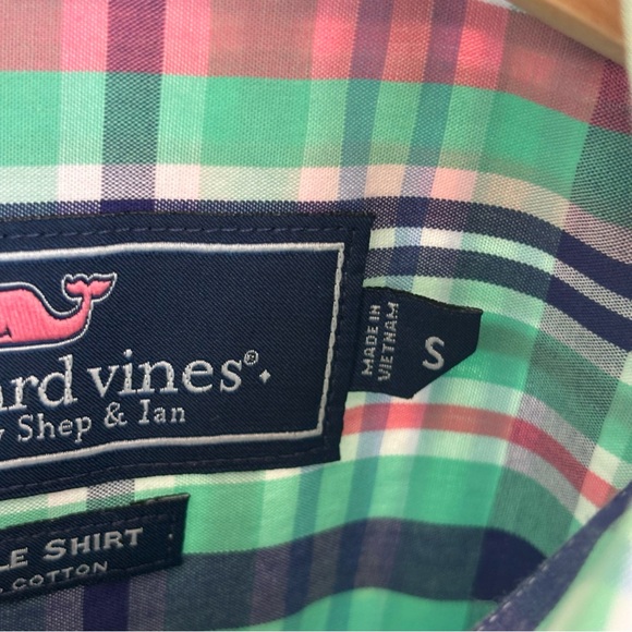 Vineyard Vines Green Plaid Whale Long Sleeve Button Down Casual Shirt Mens Small - Picture 4 of 9